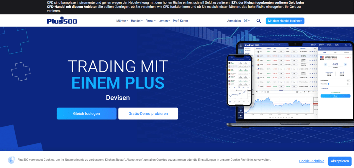 Plus500 Homepage