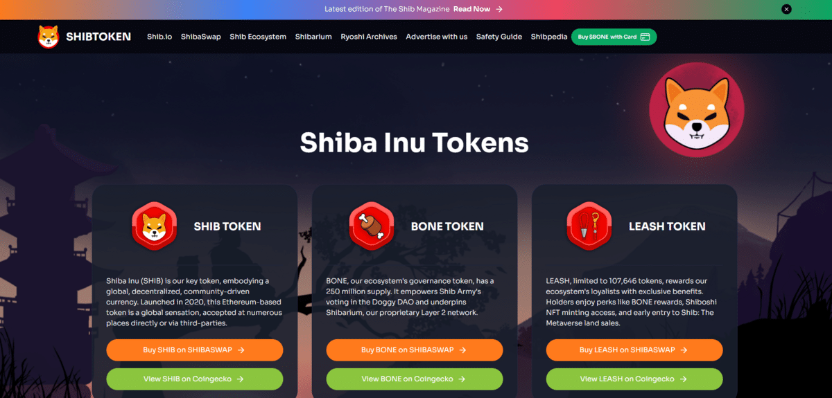 Shiba Inu Token Homepage