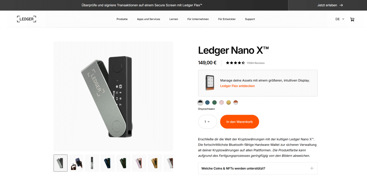 ledger nano x homepage