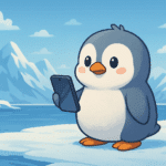 Pudgy Penguin mit Smartphone