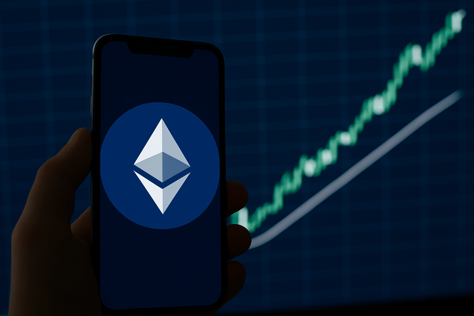 Ethereum Logo vor Chart