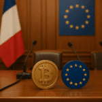 Bitcoin vor Frankreich-Flagge