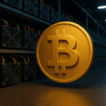 Bitcoin vor Mining Anlage