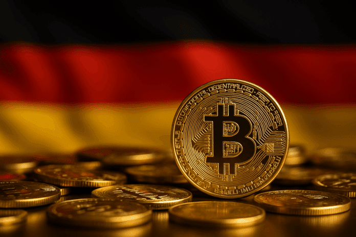 Bitcoin vor Deutschland-Flagge