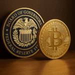 Bitcoin und Fed Logo