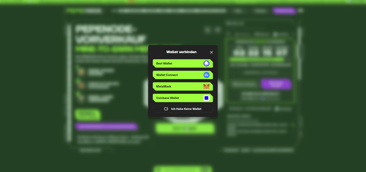 Pepenode Wallet verbinden