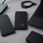 Kaputtes Smartphone auf Tisch