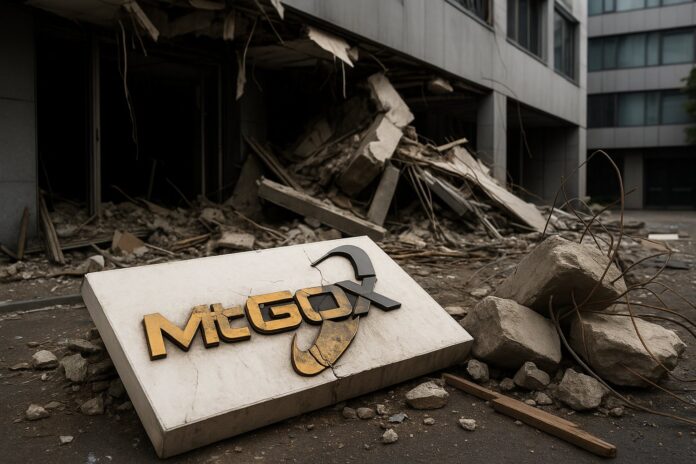 Mt.Gox Logo in Schutt