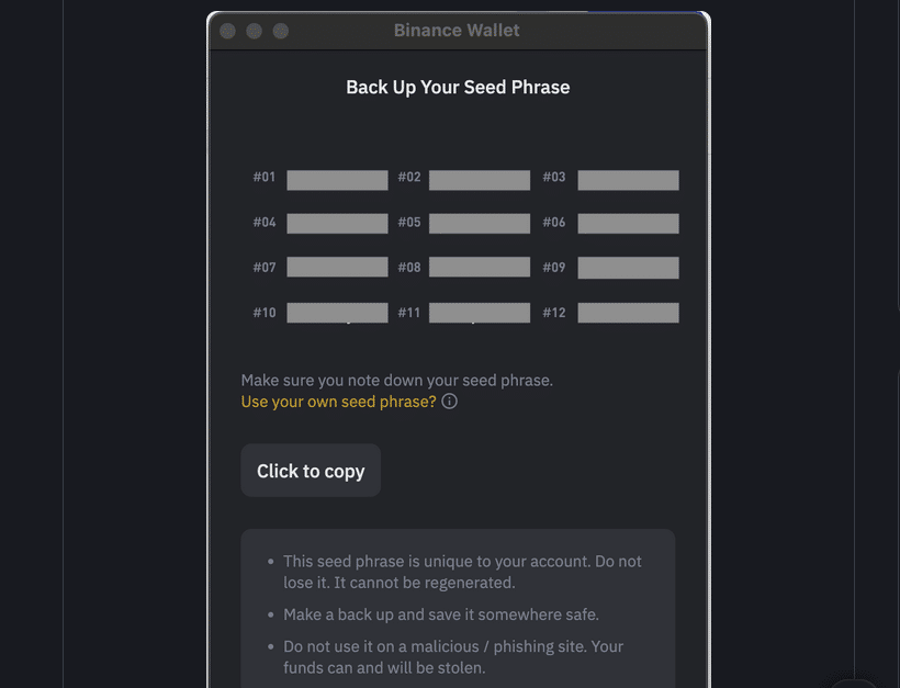 Binance Wallet Seed Phrase