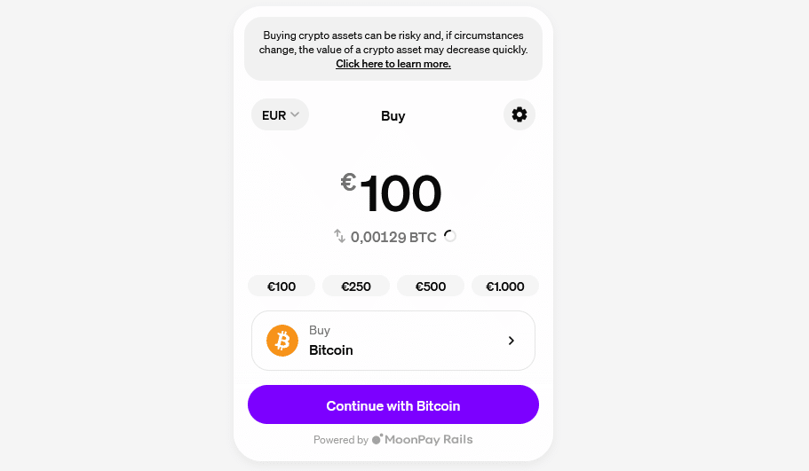 MoonPay Bitcoin kaufen