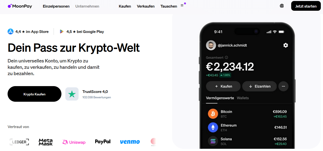 MoonPay Erfahrungen 2026: Test, Gebühren - Ist MoonPay seriös?