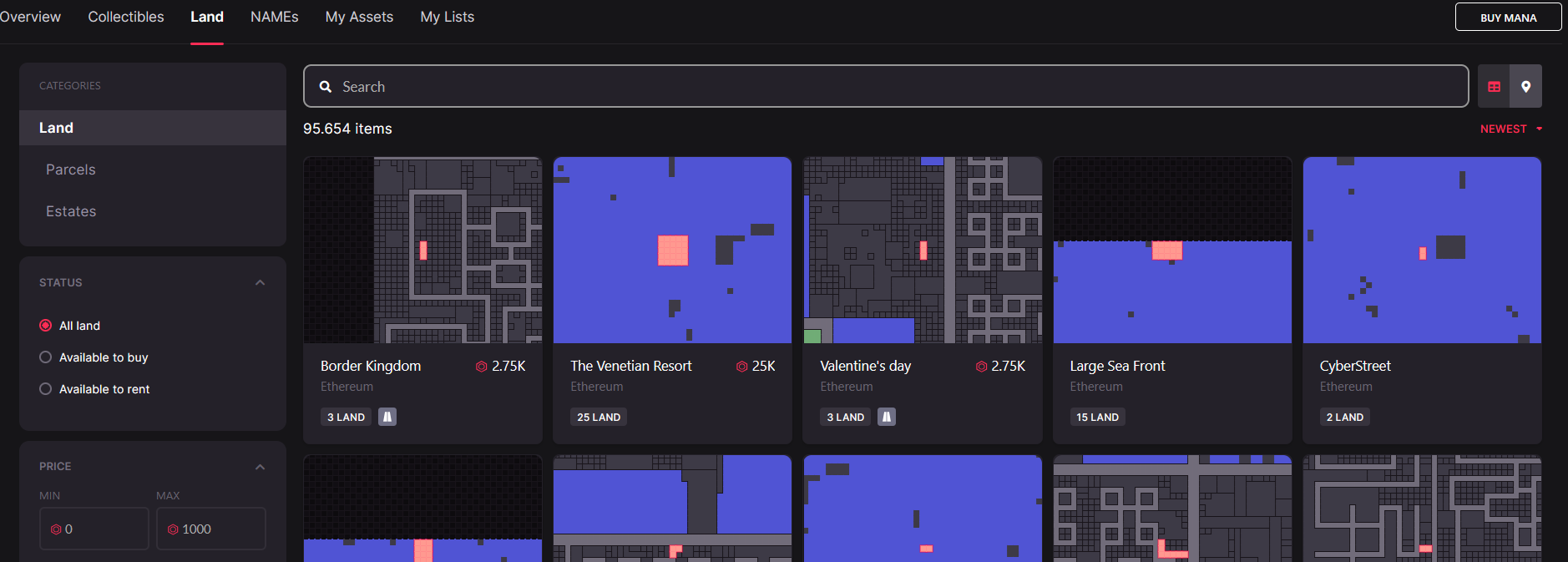 Decentraland Land kaufen