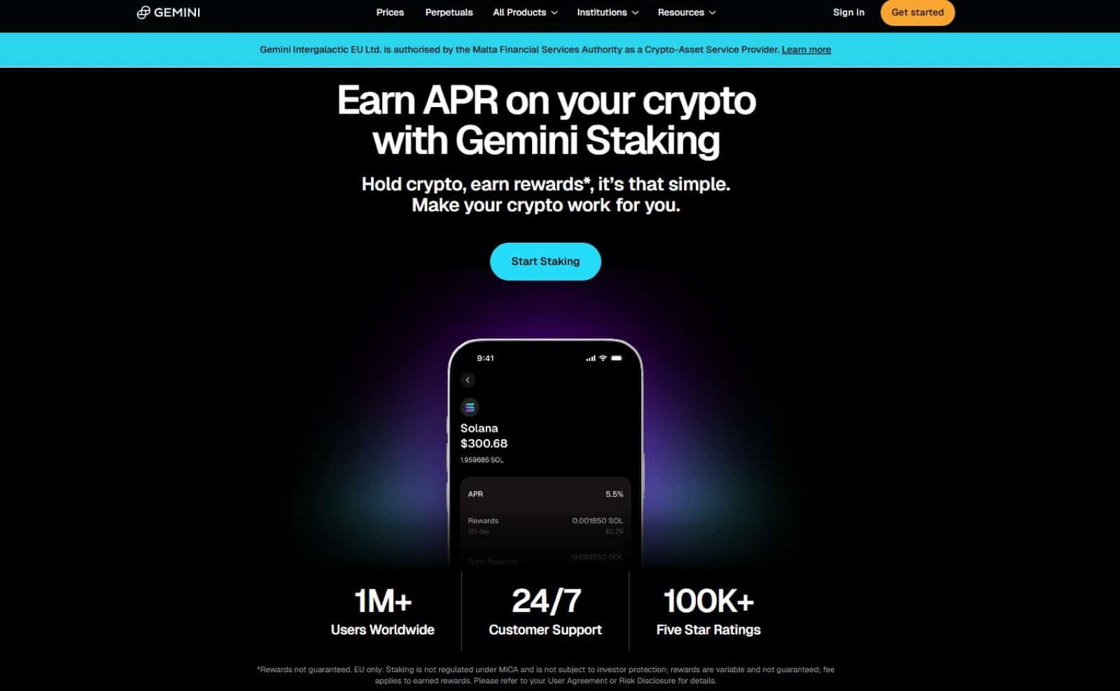 Earn APR on your crypto with Gemini staking