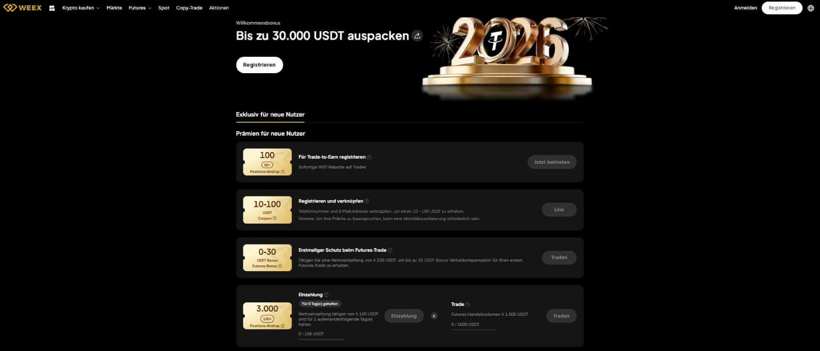 WEEX krypto borse exklusiv neue nutzer