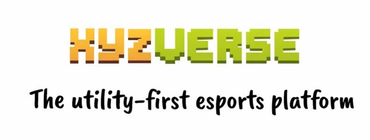 Offizielles XYZVerse-Logo im gelb-grünen Pixel-Art-Stil mit dem darunterstehenden Slogan: "The utility-first esports platform" auf weißem Hintergrund.