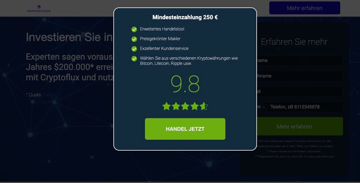 Cryptoflux Einzahlung