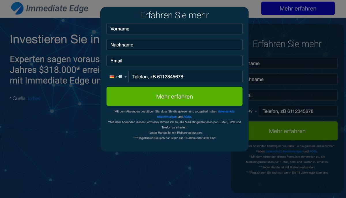 Immediate Edge registrierung