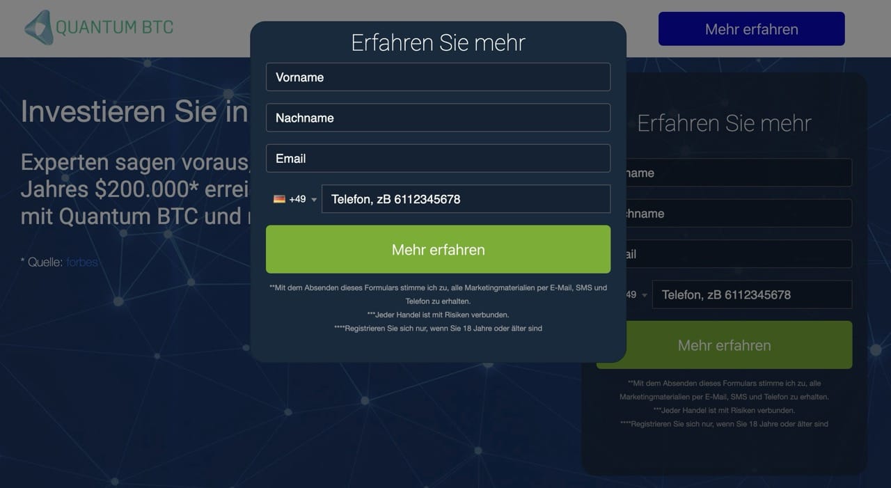 Quantum BTC Anmeldung