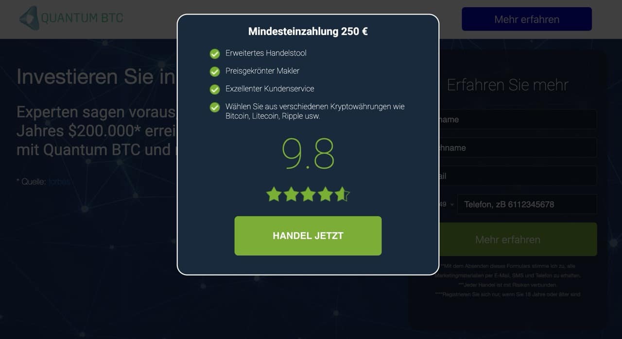Quantum BTC Einzahlung
