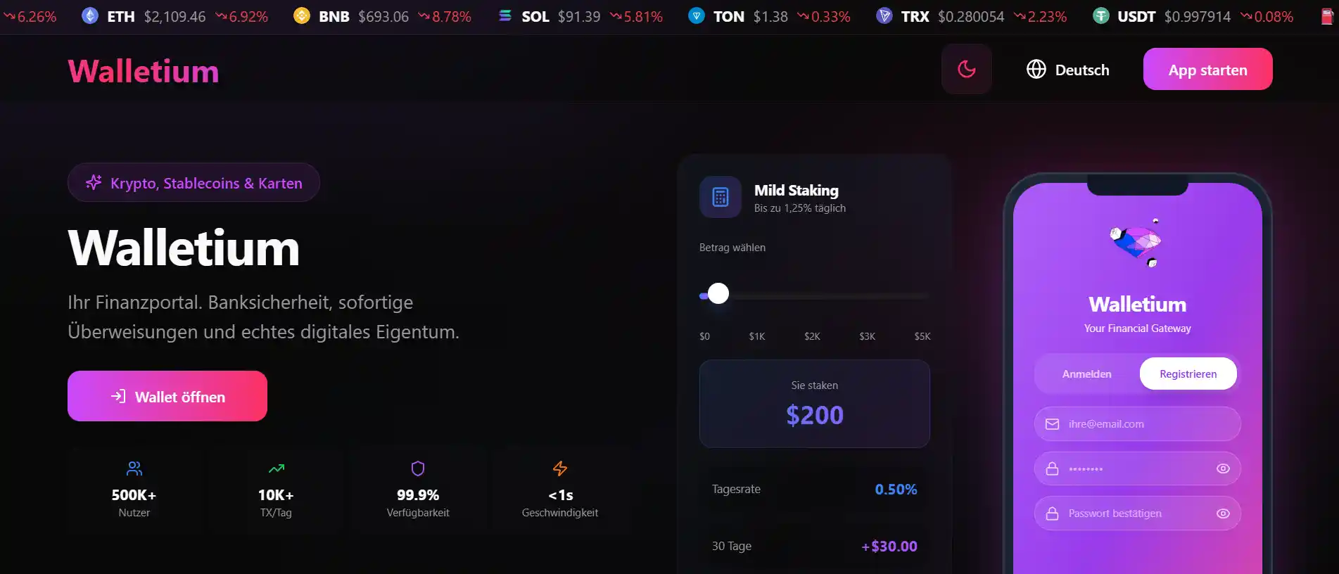 Walletium Homepage