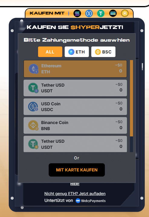 Bitcoin Hyper Einzahlung