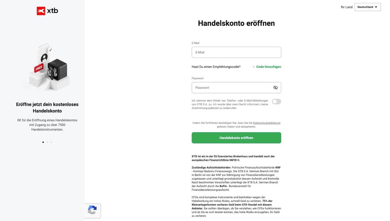 XTB Anmeldung