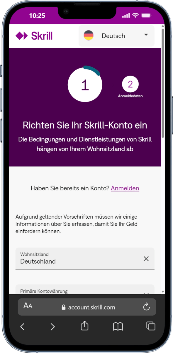 skrill konto registrierung