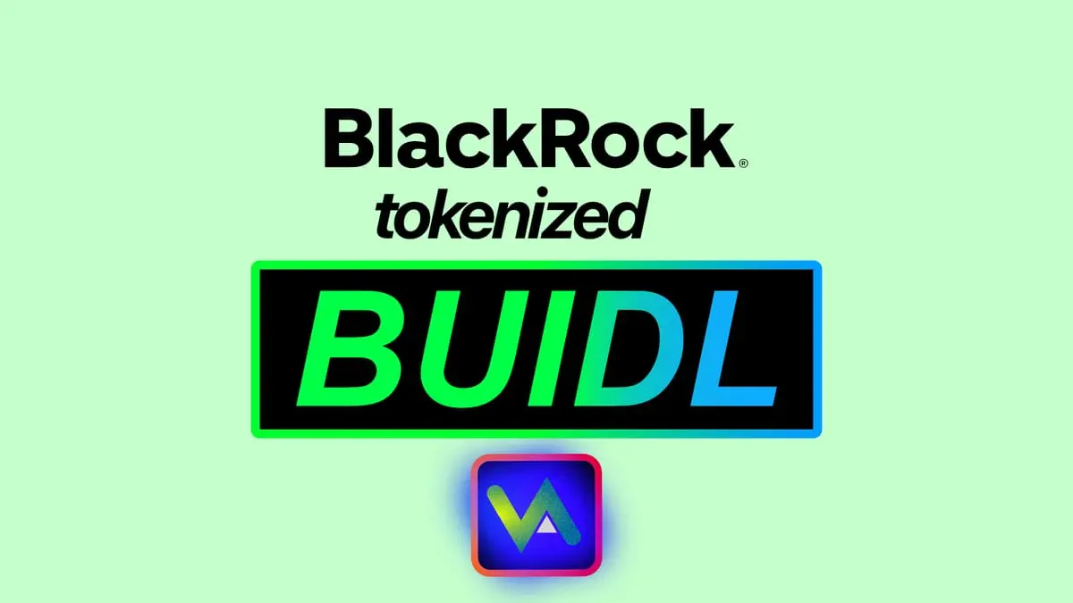BlackRock tokenized fund logo featuring 'BUIDL' in green and blue on a light green background.