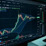 Bitcoin chart showing compressed Bollinger Bands indicating potential breakout signal