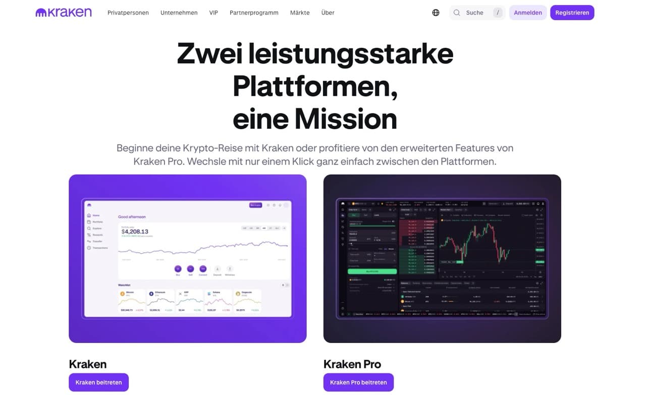 Kraken Startseite neu