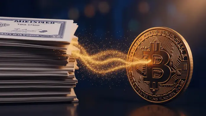 dividenden-bitcoin-motor-franklin-templeton-hybrid-etfs Dividend flow transforming into Bitcoin investment visualization