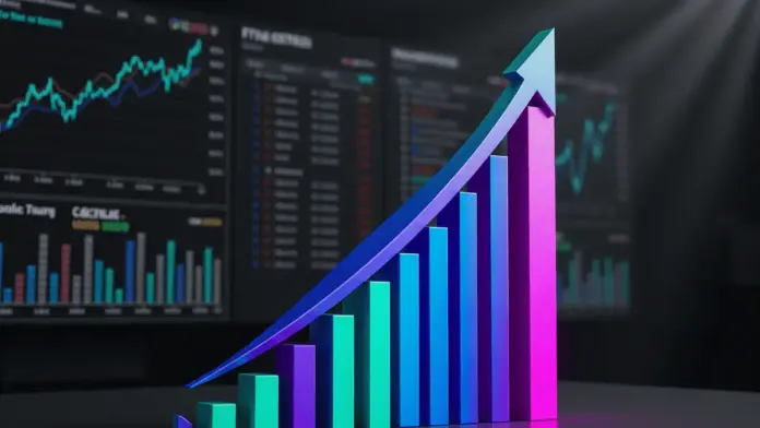 hype-spot-etfs-knacken-900-millionen-marke-rekordstart Rising cryptocurrency ETF trading volume visualization with upward trending charts and data displays