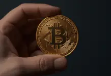 K33: Rekord-LTH-Supply signalisiert Bärenmarkt-Ende Bitcoin coin held firmly in hand symbolizing long-term holder accumulation during bear market bottom