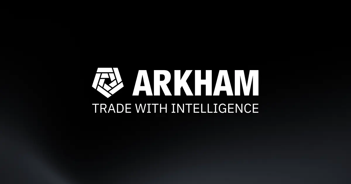 Arkham Intelligence logo featuring the name 'ARKHAM' and slogan 'TRADE WITH INTELLIGENCE'.