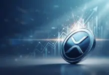 XRP cryptocurrency breaking through resistance with upward chart momentum and glowing effects