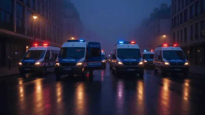 krypto-entfuehrungen-frankreich-polizei-sicherheit French police tactical vehicles secured in urban setting during security operation