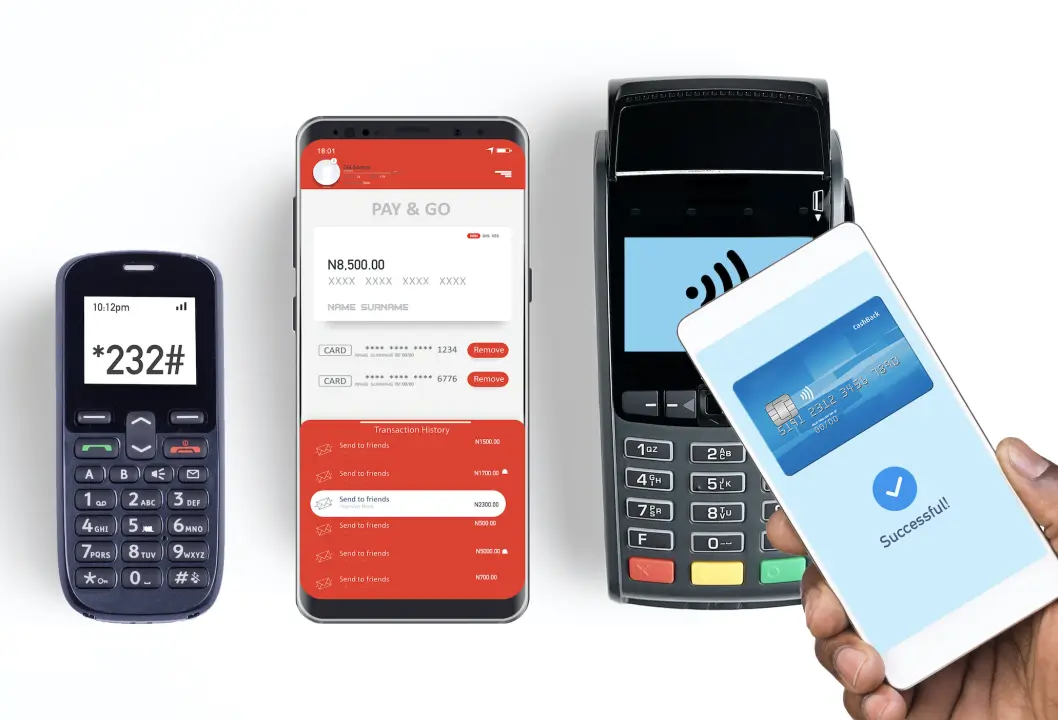 Various mobile payment devices including a mobile phone, POS terminal, and feature phone.