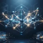 Digital custody infrastructure with secure blockchain nodes and regulatory framework visualization