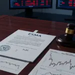 ESMA regulatory document on desk with financial charts and gavel for prediction market oversight