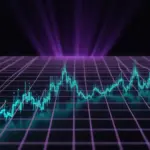 Solana blockchain network with glowing trading data streams representing tokenized stock market dominance