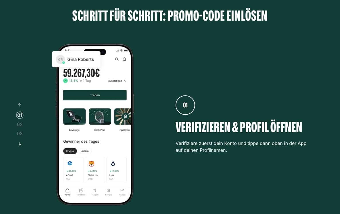 Bitpanda Schritt für Schritt Code einlösen