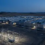 Bitcoin mining data center and power grid highlighting electricity access for AI infrastructure