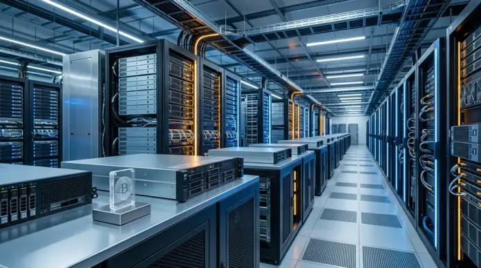 hyperscale-data-bitcoin-kurs-schuldenabbau Modern data center infrastructure supporting Bitcoin mining and AI computing expansion