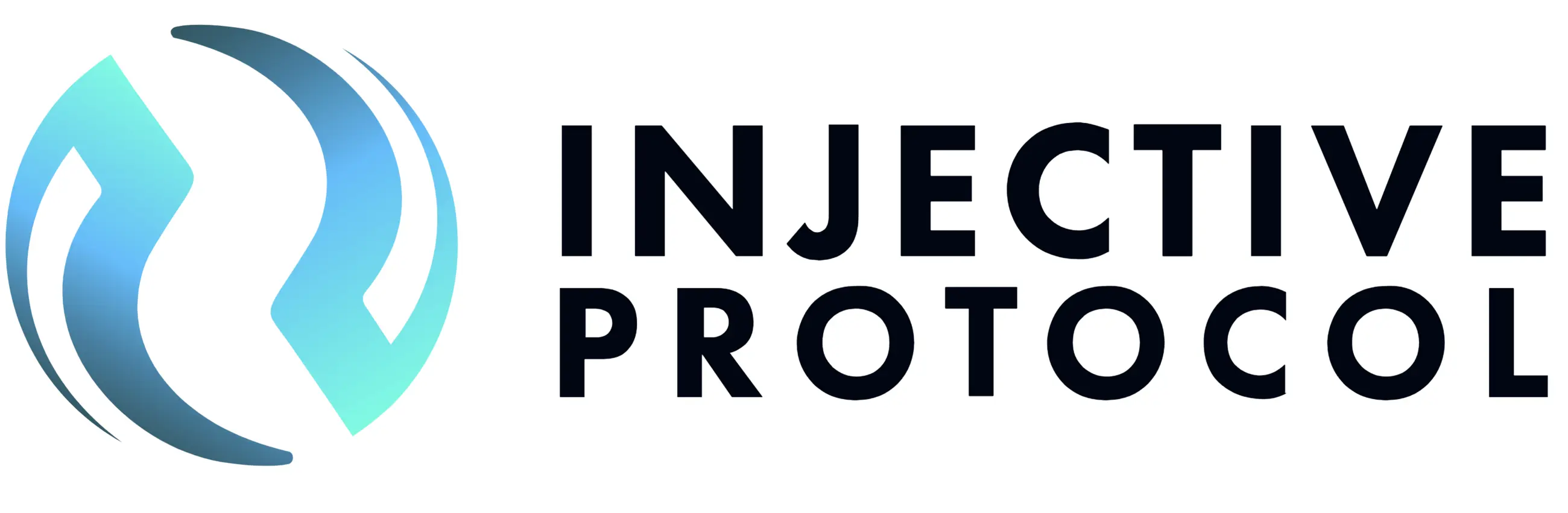Injective Protocol logo featuring a blue circular abstract icon and bold black text on a white background
