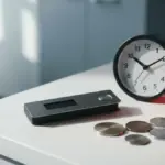 Crypto wallet and tokens beside a clock representing an urgent exchange delisting deadline