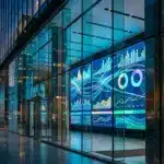 Morgan Stanley setzt stärker auf Krypto-ETFs und Circle Institutional crypto investment concept with a modern bank, digital market visuals and blue-gold financial lighting