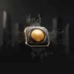 Abstrakte Stablecoin-Zahlungsinfrastruktur mit goldener Coin-Akzentbeleuchtung als Symbol für SBIs Investment in dtcpay