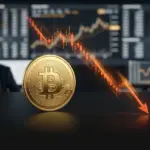 Jobdaten drehen Zinswetten: Bitcoin fällt unter 80.000 Dollar Goldene Bitcoin-Münze vor einer fallenden Marktlinie nach starken US-Arbeitsmarktdaten