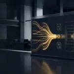 Digital RFQ liquidity network connecting tokenized stocks on a dark Hyperliquid-inspired trading environment