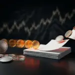 Stablecoin-Token und Staatsanleihen symbolisieren Rücknahmedruck und mögliche Belastungen für den Treasury-Markt.
